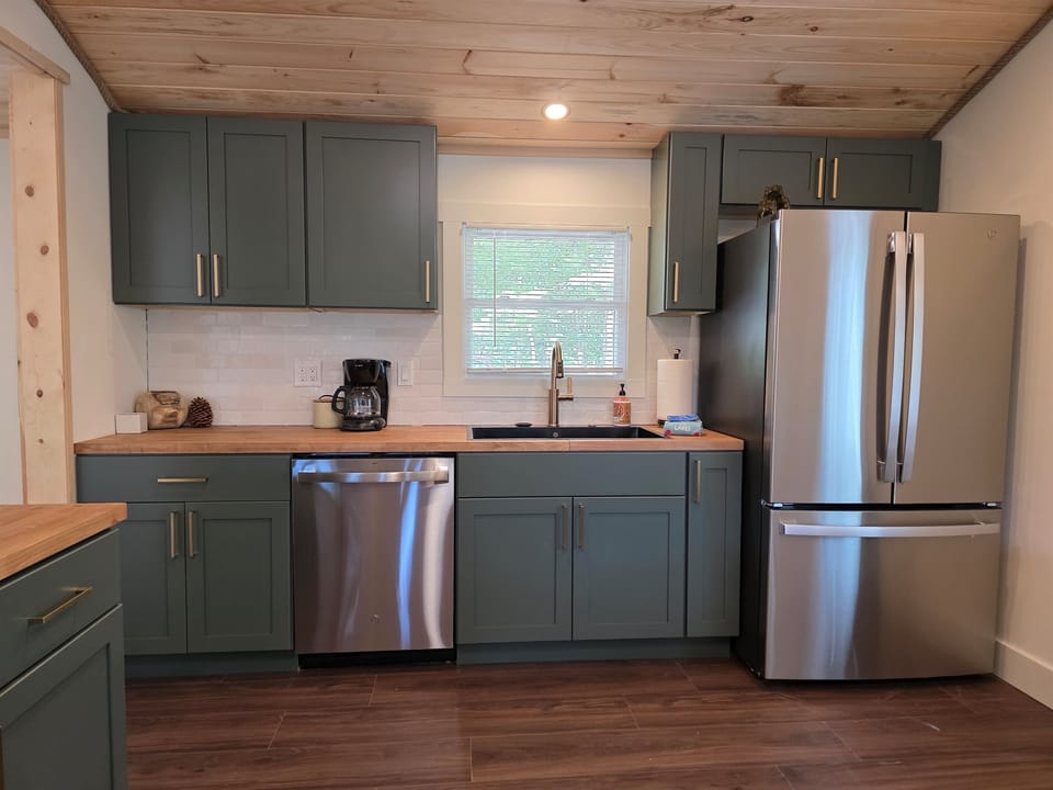 Kitchen with stainless steel appliances