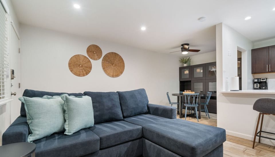 Stretch out on the cozy sectional for movie marathons with all your favorite streaming apps.