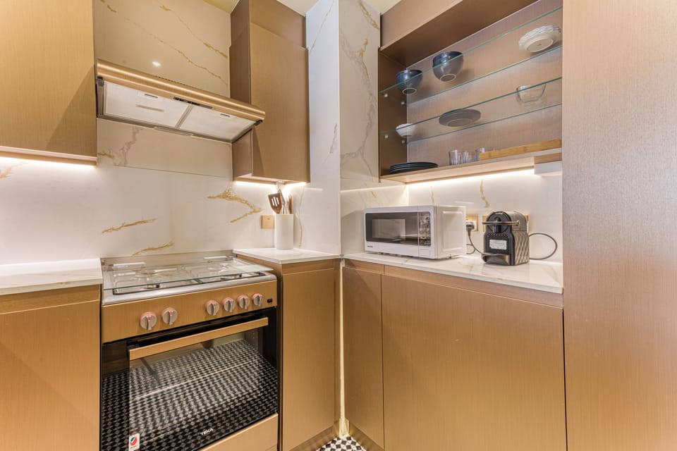 Luxury Apartment, Balcony, Sea View | Private kitchen | Full-size fridge, microwave, oven, stovetop