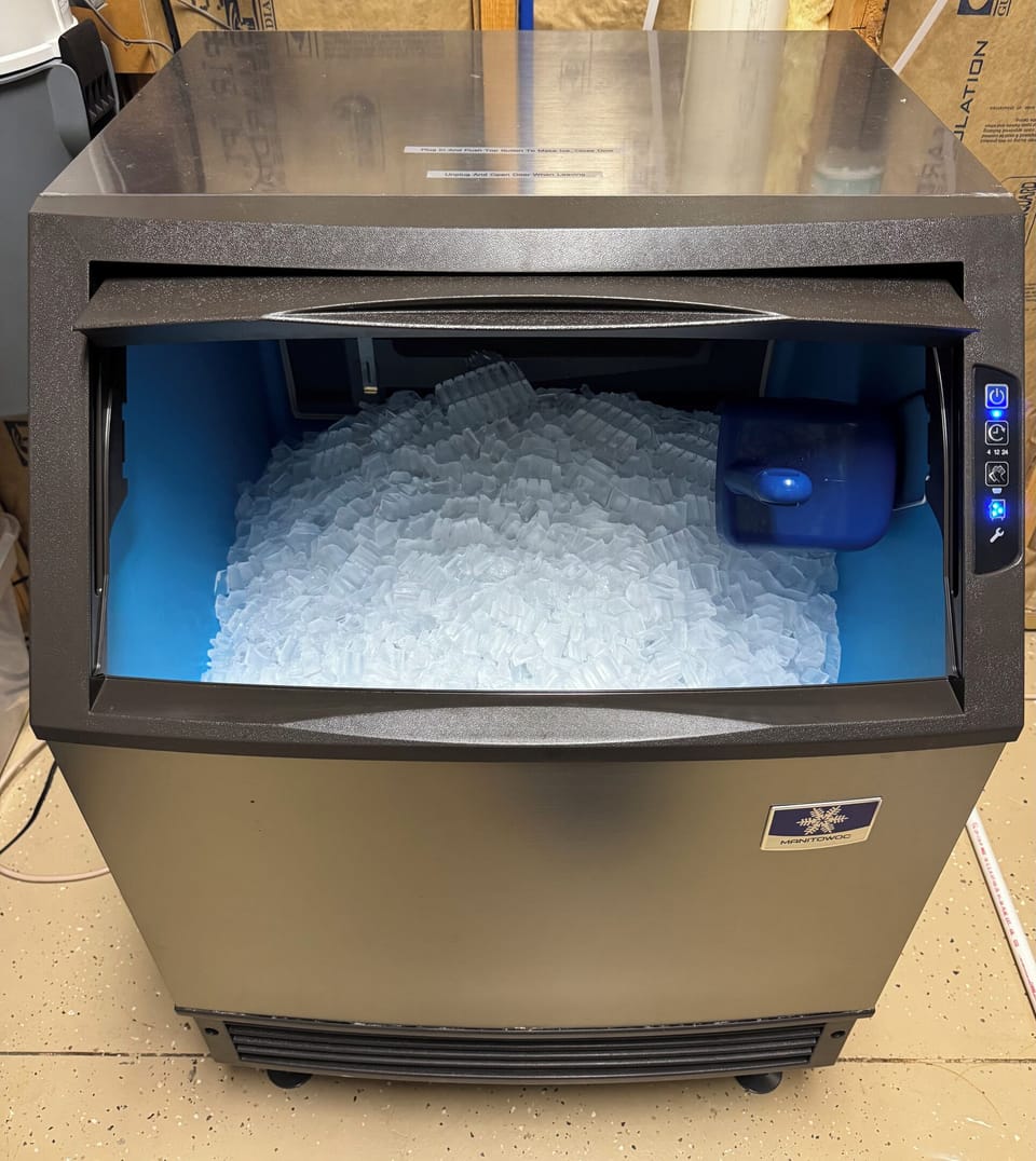 Commercial ice maker keeps coolers, drinks, and lake days fully stocked