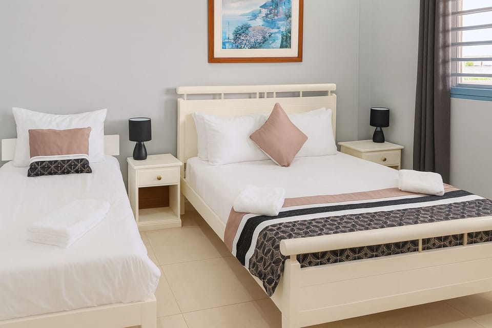 Blackout drapes, iron/ironing board (on request), WiFi (free)