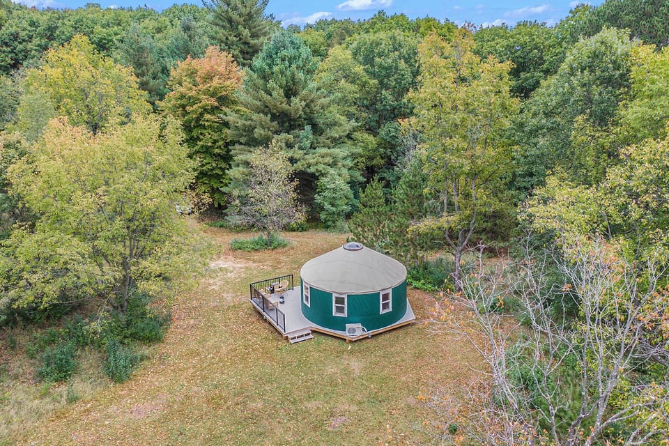 Green yurt aerial