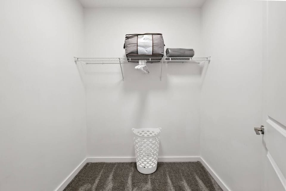 Spacious closet with shelving and storage space