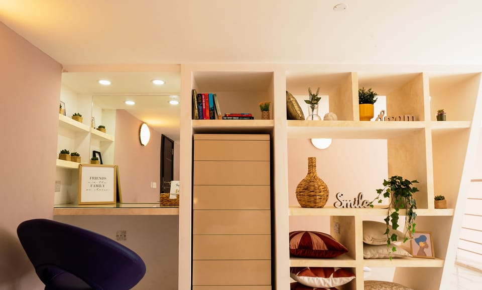 The Wardrobe Space - these units are left empty for guests to leave their belongings.