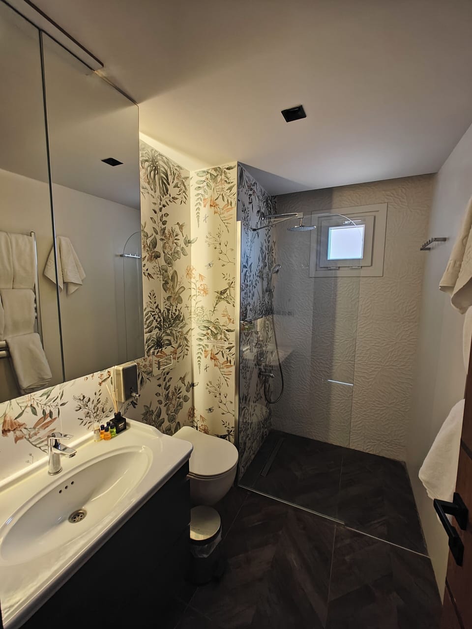 Shower, free toiletries, hair dryer, slippers