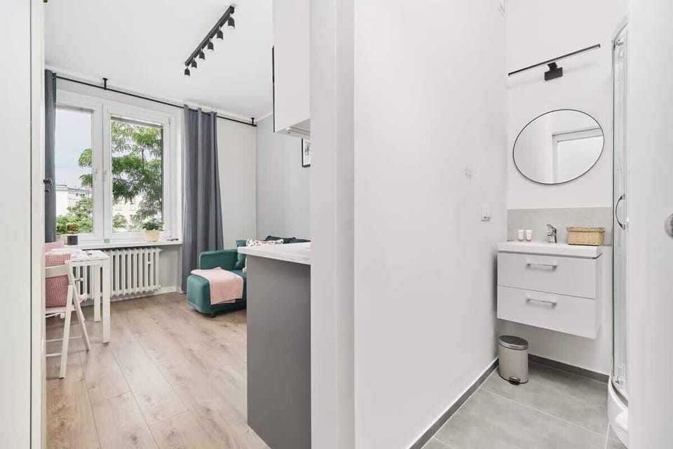 Entrance to the modern bathroom.