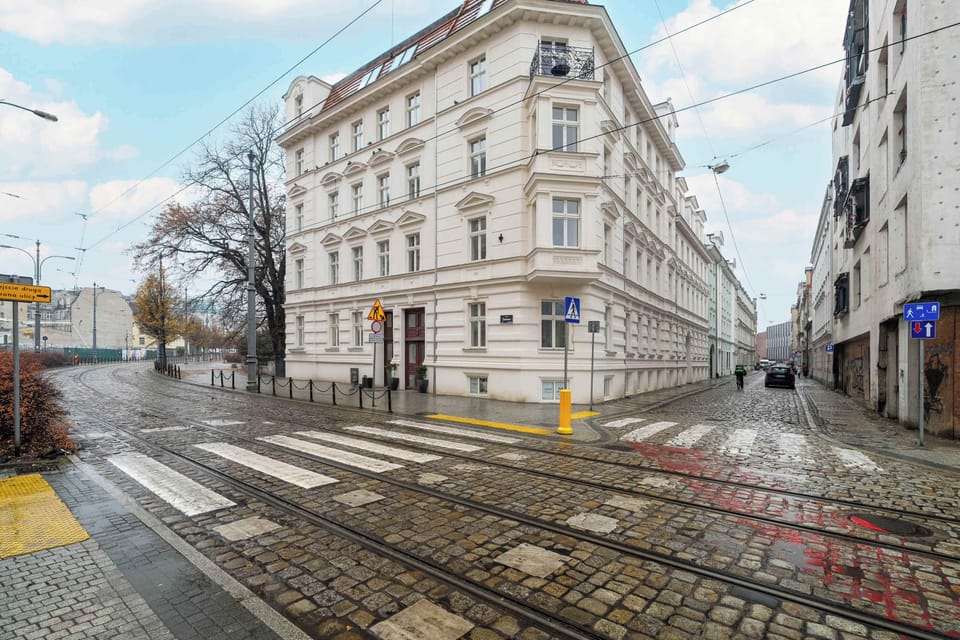 The building's surroundings. 