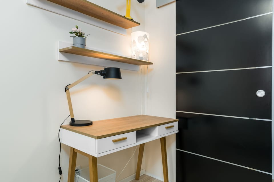 Desk with chair for remote work. 