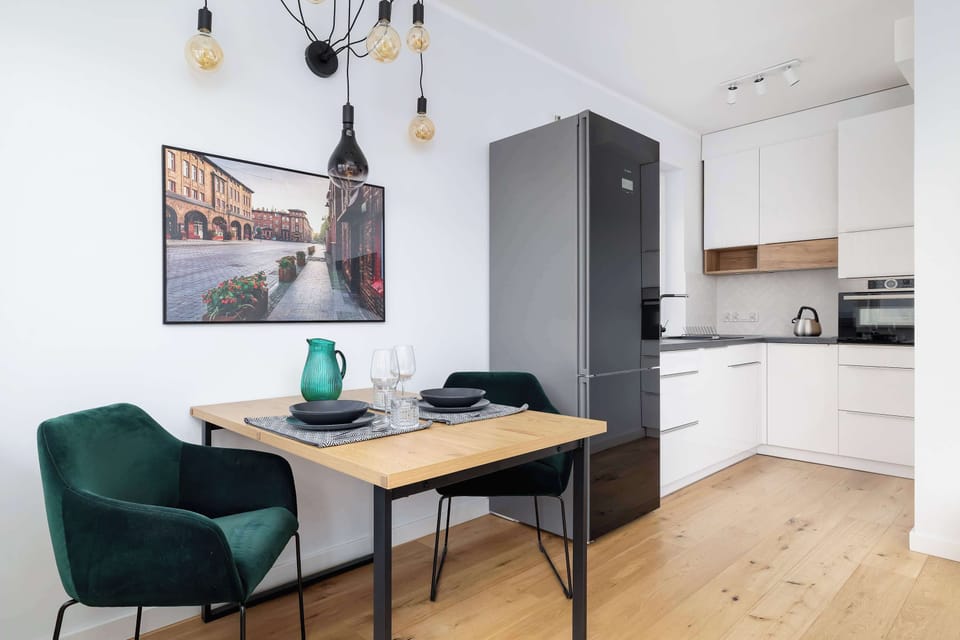 Kitchenette with dining table. 