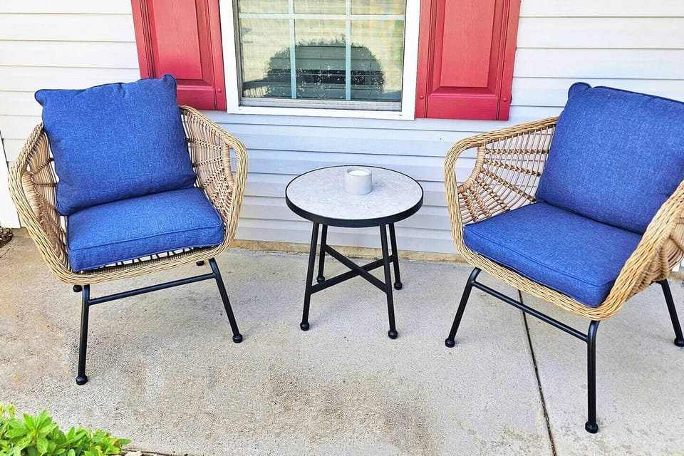 The front porch is perfect for 2 to enjoy at sunset or sunrise.
