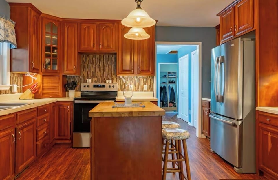 Modern appliances in kitchen