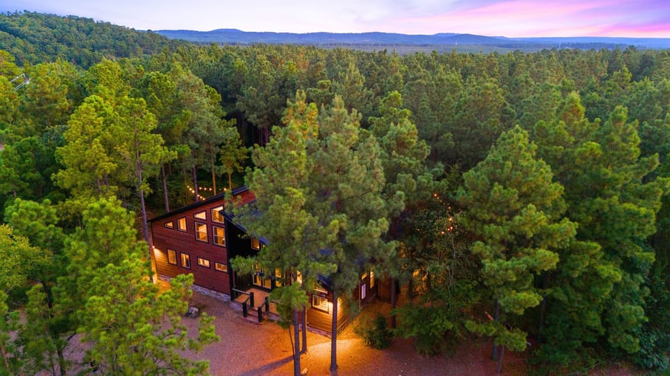 The cabin is a short drive to trails