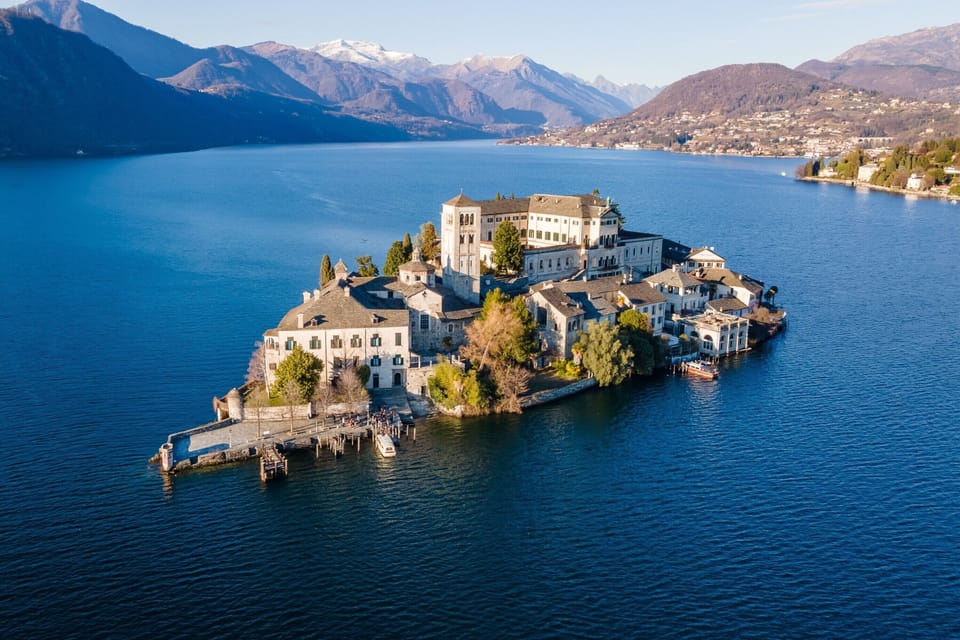 Aerial view of the Island of San Giulio, Lake Orta
