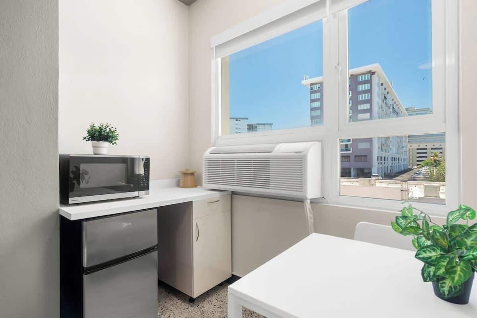 Everything you need for a quick meal: counter space and essentials.

