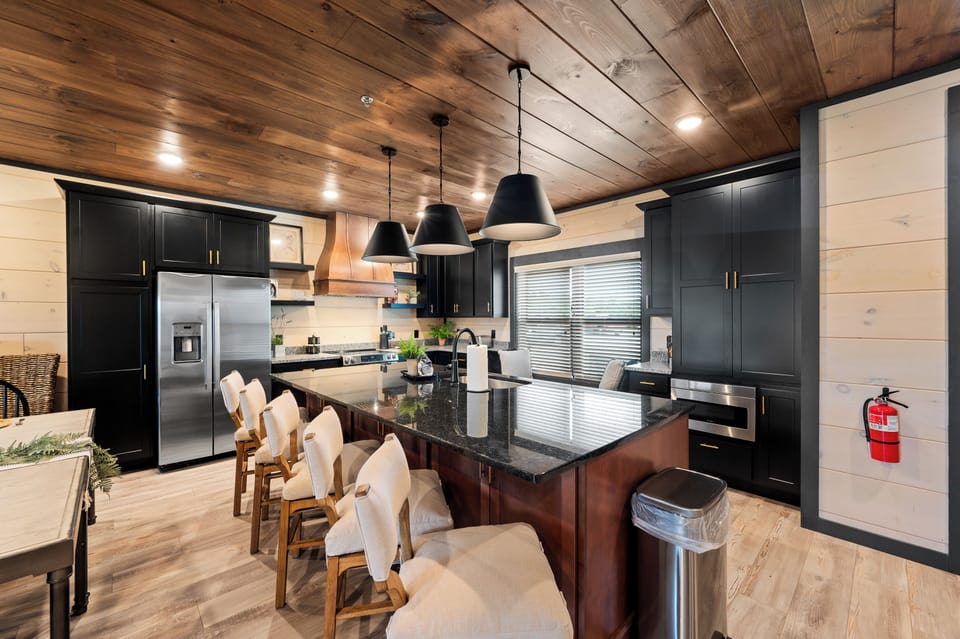 Gourmet kitchen is ready for entertaining.