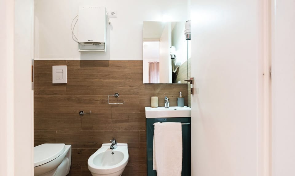 Double Room | Bathroom | Shower, hair dryer, bidet, towels