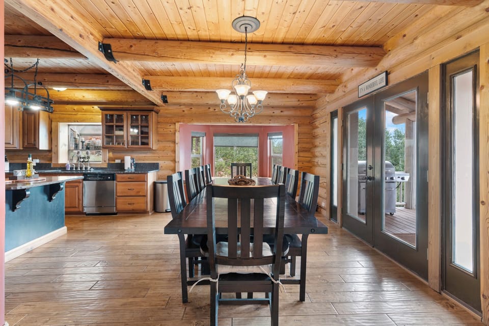 Oversize dining table off deck seat 10 