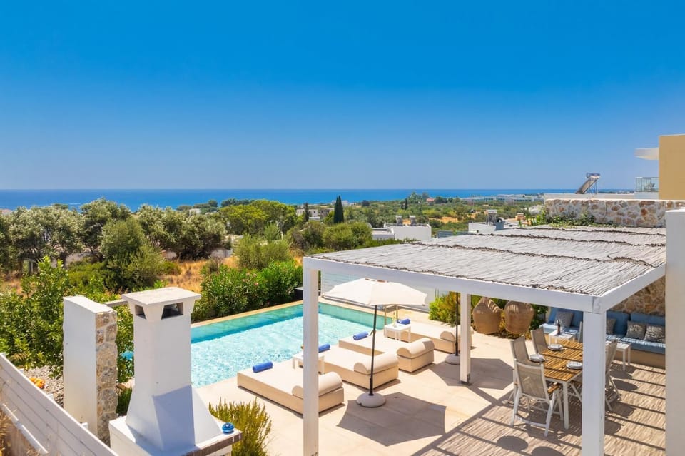 Private pool and terrace with sea views