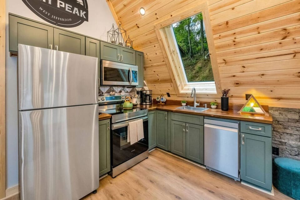Full kitchen with beautiful live edge counter tops