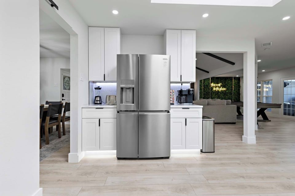 Large refrigerator to keep drinks and food nice and cold.