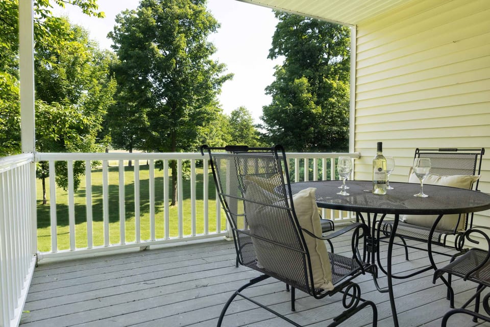 South facing covered second floor balcony