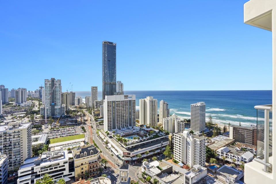 Panoramic views of the Gold Coast from the balcony