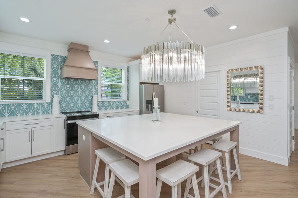 Harmony's kitchen island is perfect grab and go meals or family game nights!