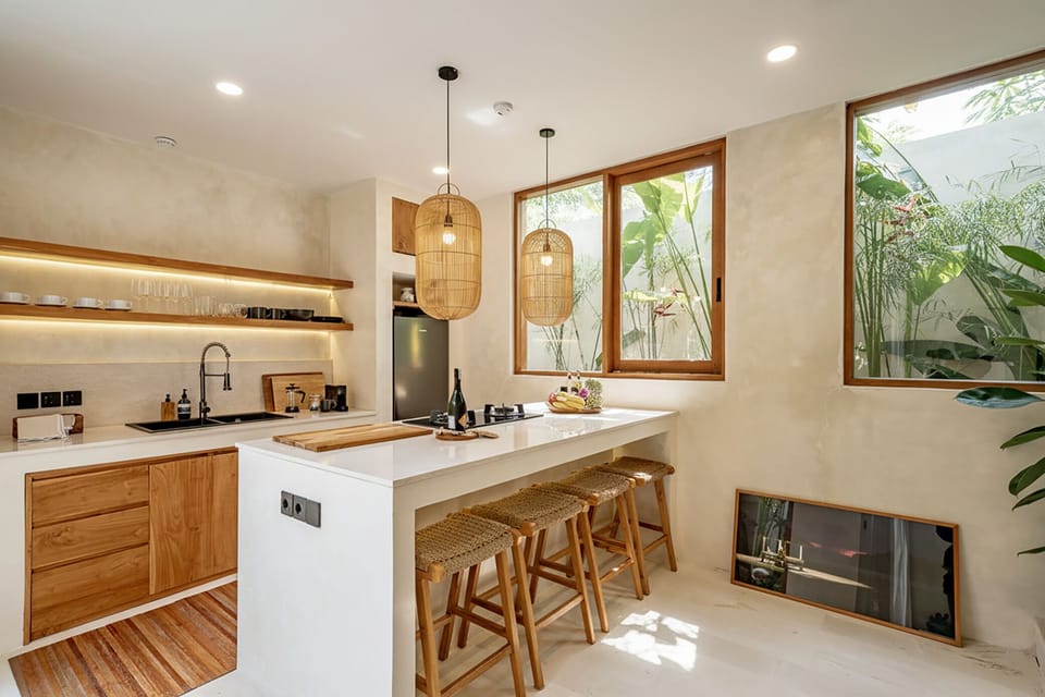 Deluxe Villa, Pool View | Private kitchen | Fridge, microwave, stovetop, coffee/tea maker