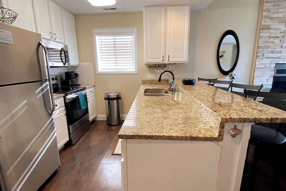 Fully stocked kitchen. 