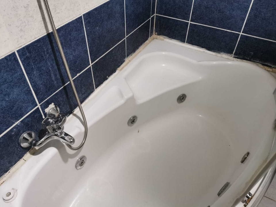 Combined shower/tub, hair dryer, towels, soap