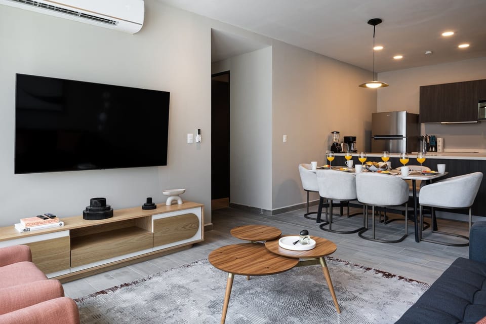Open-plan living and dining area with thoughtful design.