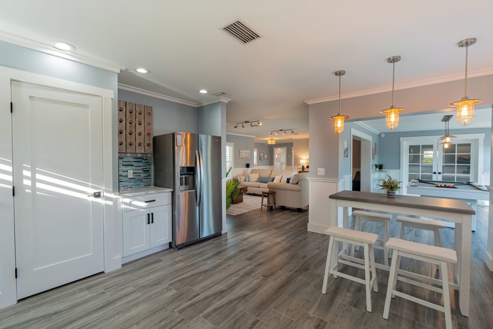 Create delicious meals in this beachy chic kitchen.