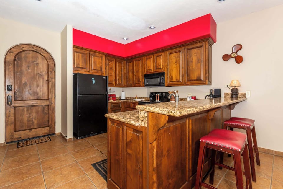 Fully stocked kitchen. 