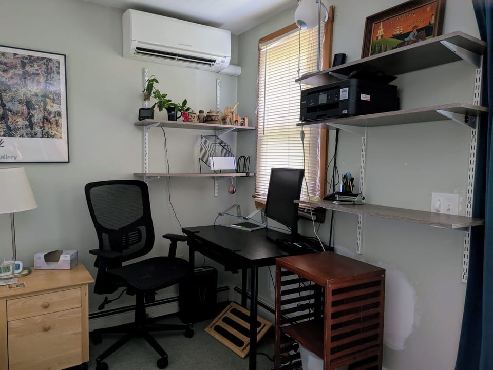 Whether sitting or bed room, the dedicated workspace is comfortable and private.