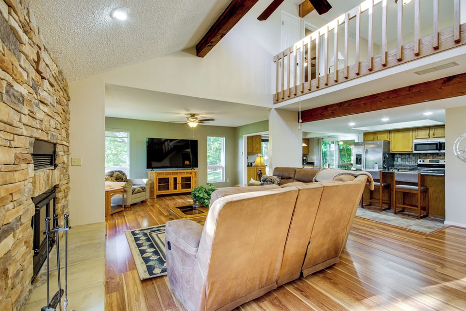 Living Room | Decorative Fireplace | Central Heating & A/C