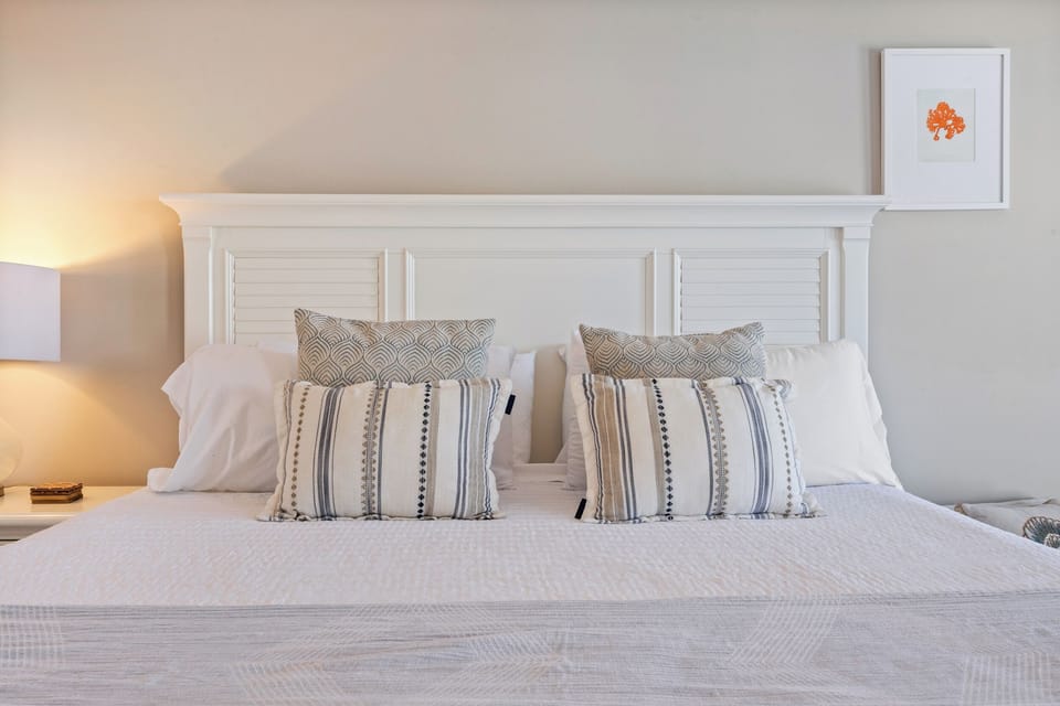 Primary bedroom with king bed and comfortable layout