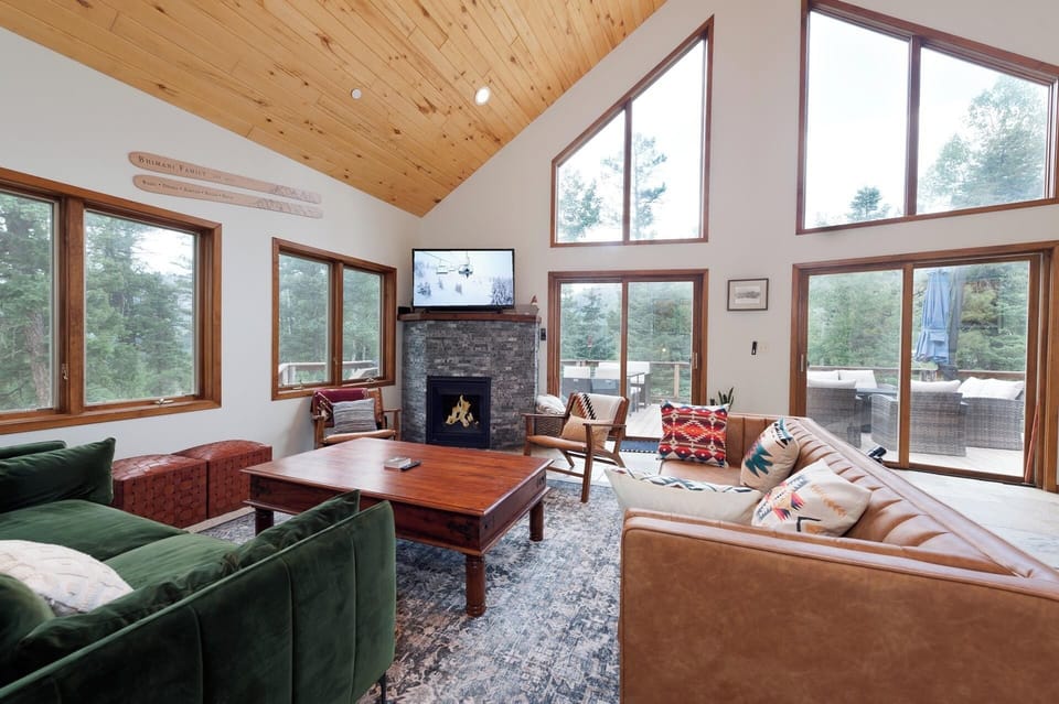 Main Living Space - Gas Fireplace, TV and views