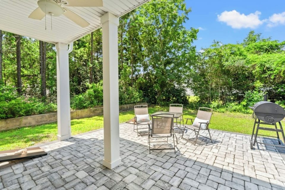 Have barbeque for dinner and enjoy the lovely backyard.
