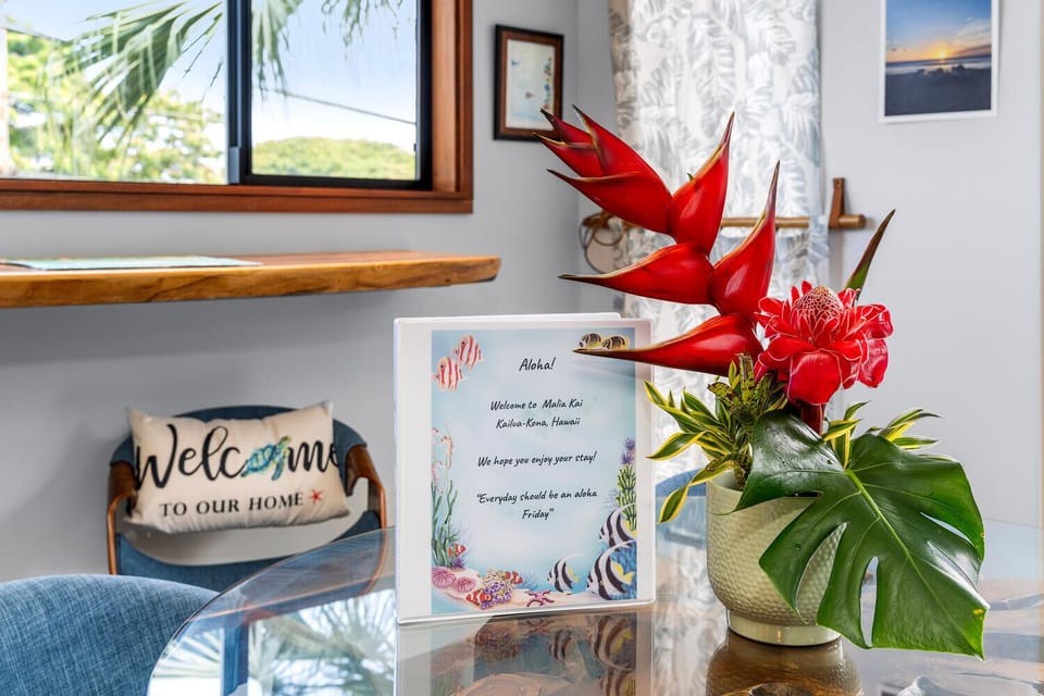 Welcome to our tropical paradise!
Review our welcome guide for tips.
