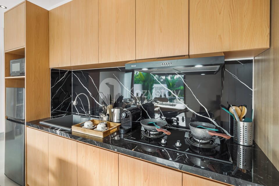 Villa, 3 Bedrooms, Garden View | Private kitchen | Full-size fridge, microwave, stovetop, electric kettle