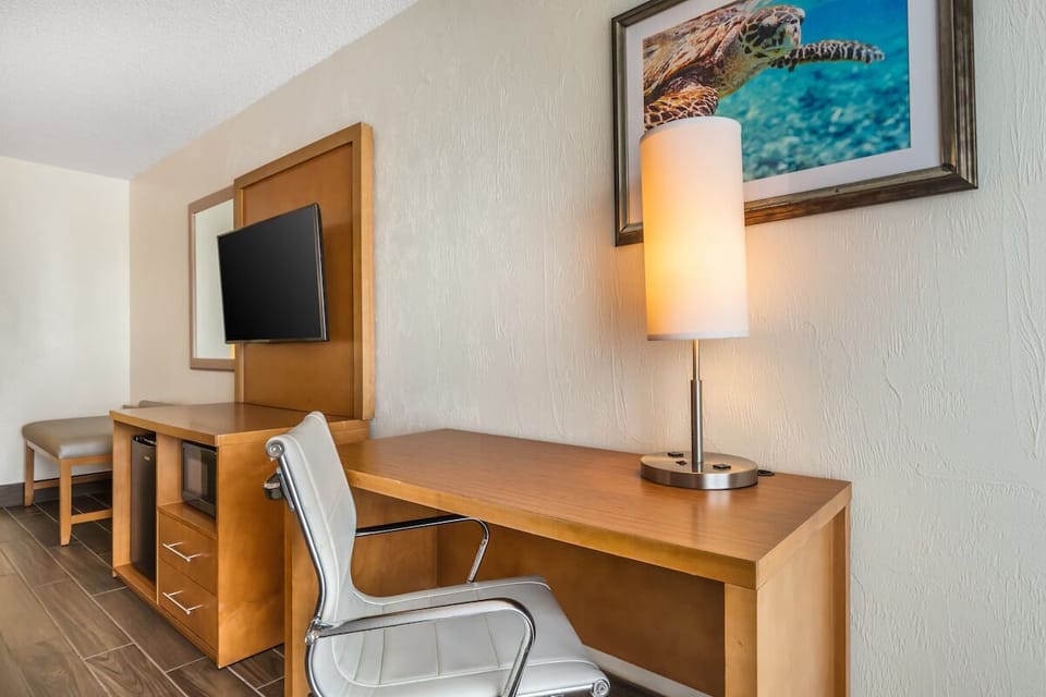 Settle in at the work desk for focused, comfortable productivity.