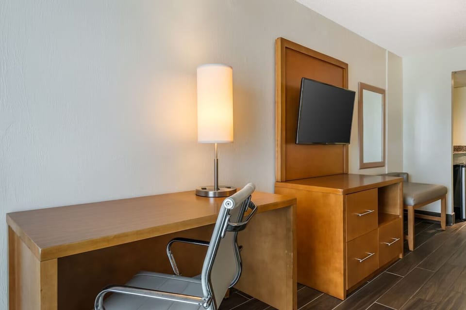 Enjoy a tidy work-and-TV setup for effortless downtime.
