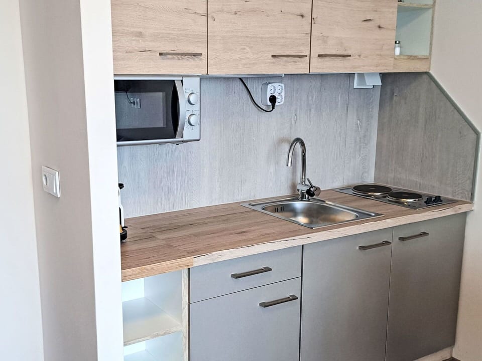 Kitchen Appliance, Countertop, Kitchen, Kitchen Sink, Cabinetry, Major Appliance, Interior Design, Plumbing Fixture, Flooring, Furniture