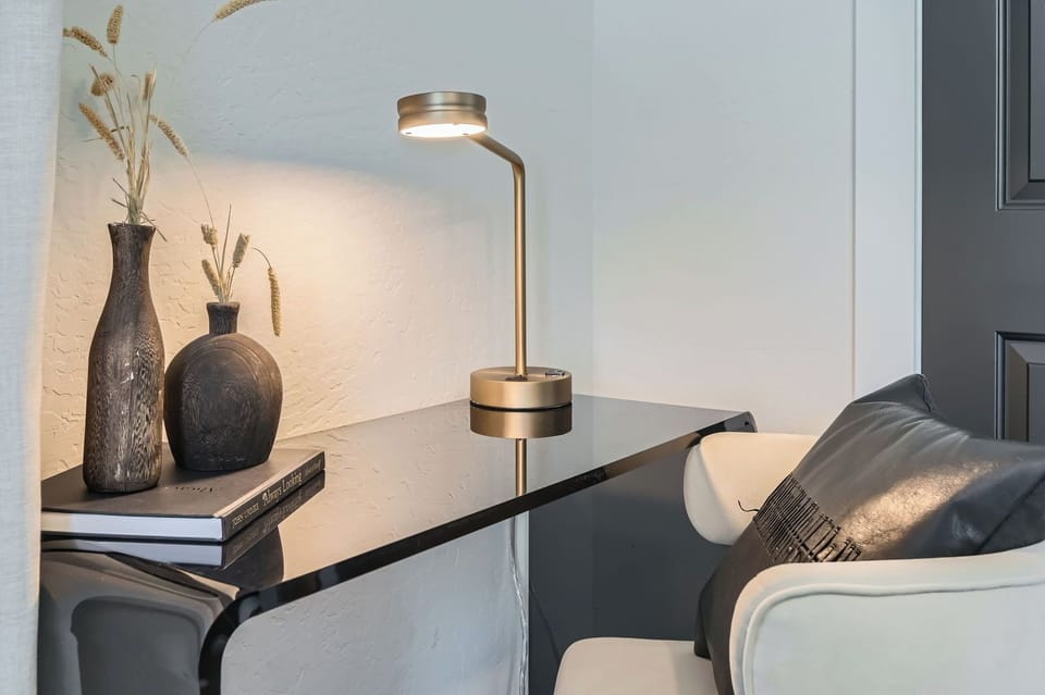 Modern desk lamp perfect for reading or work. A chic addition to your space for late-night planning.