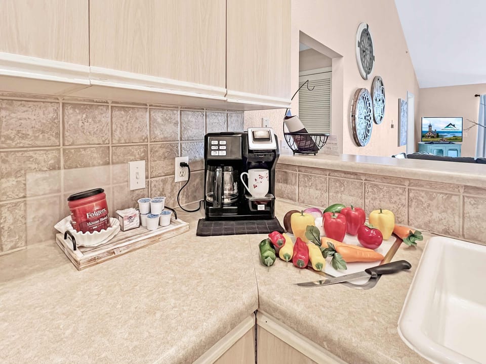 This large well equipped kitchen has everything you will need for a wonderful stay