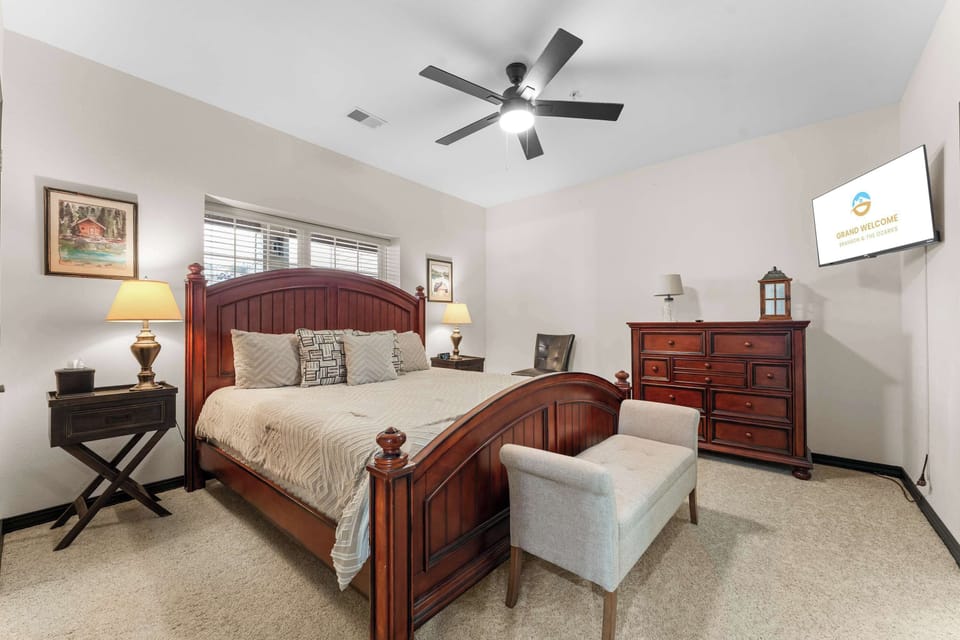 The first of two spacious king suites includes a smart TV & ensuite bath​