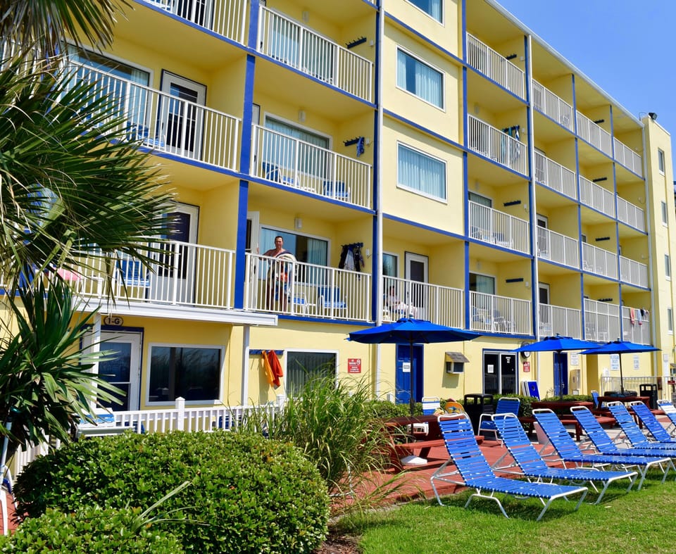 Relax on the sun deck with rows of loungers overlooking the ocean.
