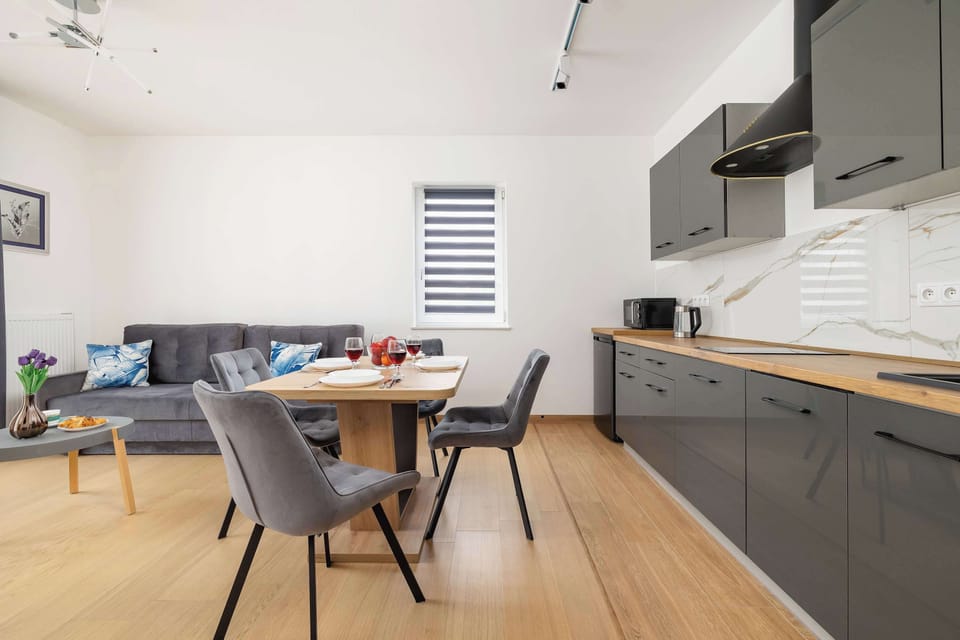 Contemporary dining space adjacent to the kitchen.