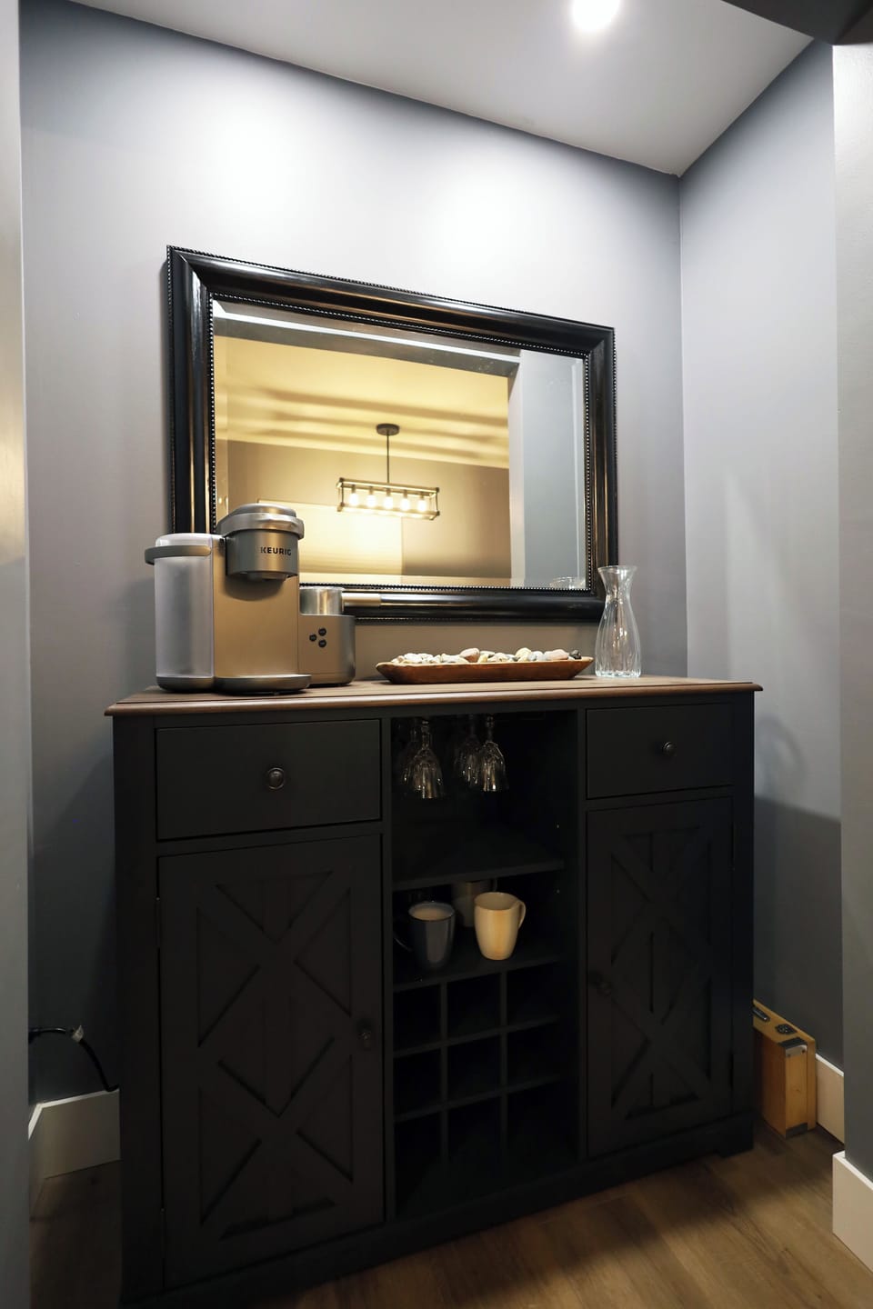 Coffee bar with views of Lake Michigan.
