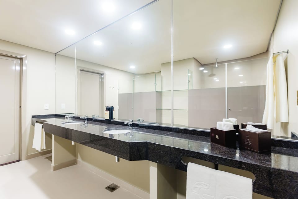 Suíte Premium | Bathroom | Shower, hair dryer, towels, soap